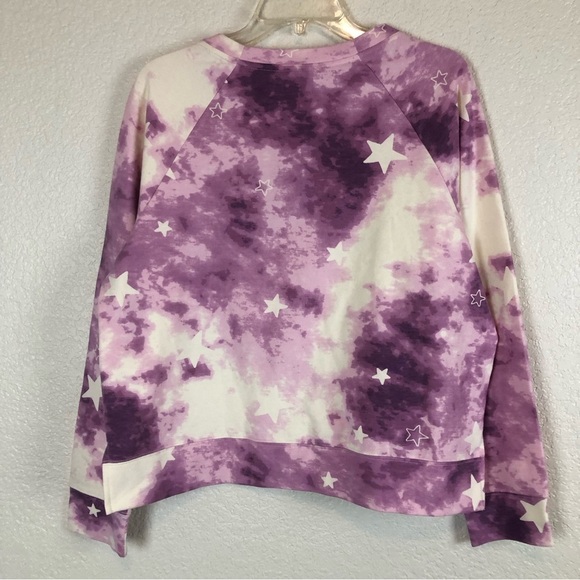 Wildfox Purple Tie Dye Star Easy Does It Pullover Sweatshirt Loungewear Large - Picture 6 of 10